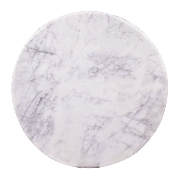 English Elm Luxurious 31-inch Round Marble Top Coffee Table with Fluted Mango Wood Pedestal Base, Scandinavian Charm Black White 23 L x 23 W x 22 H B011P216672