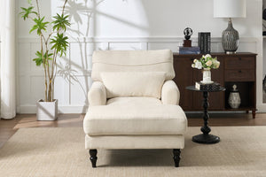 English Elm Modern Chaise Lounge with Plush High-Resilience Cushion and Solid Wood Frame for Durable Comfort White W2120P296384