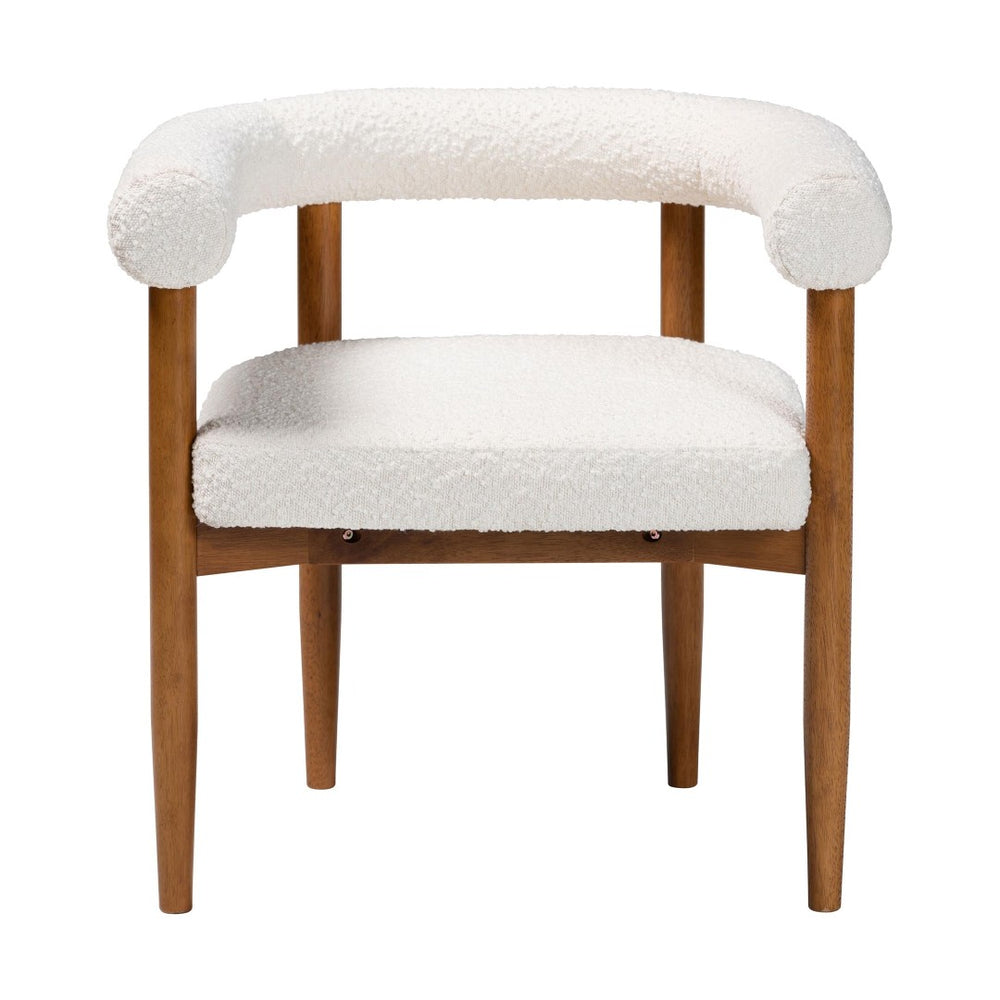 Baxton Studio Baxton Studio Caia Boucle Dining Chair - Japandi Accent Armchair, Cream Upholstery & Modern Style BBT5540-Cream/Walnut-DC