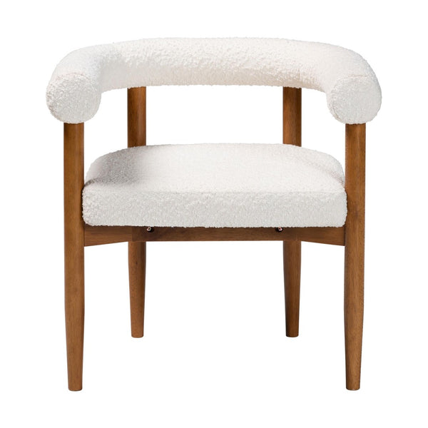Baxton Studio Baxton Studio Caia Boucle Dining Chair - Japandi Accent Armchair, Cream Upholstery & Modern Style BBT5540-Cream/Walnut-DC