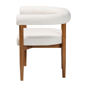 Baxton Studio Baxton Studio Caia Boucle Dining Chair - Japandi Accent Armchair, Cream Upholstery & Modern Style BBT5540-Cream/Walnut-DC