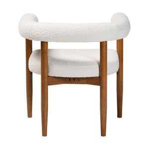 Baxton Studio Baxton Studio Caia Boucle Dining Chair - Japandi Accent Armchair, Cream Upholstery & Modern Style BBT5540-Cream/Walnut-DC