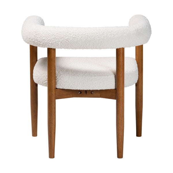 Baxton Studio Baxton Studio Caia Boucle Dining Chair - Japandi Accent Armchair, Cream Upholstery & Modern Style BBT5540-Cream/Walnut-DC