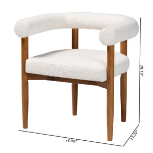 Baxton Studio Baxton Studio Caia Boucle Dining Chair - Japandi Accent Armchair, Cream Upholstery & Modern Style BBT5540-Cream/Walnut-DC