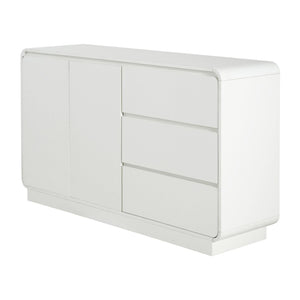 English Elm Modern White Sideboard with Soft Close Drawers and Doors for Dining or Living Rooms N779P373190W_N779P373191W