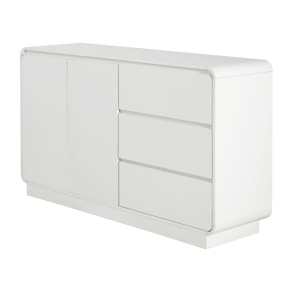 English Elm Modern White Sideboard with Soft Close Drawers and Doors for Dining or Living Rooms N779P373190W_N779P373191W