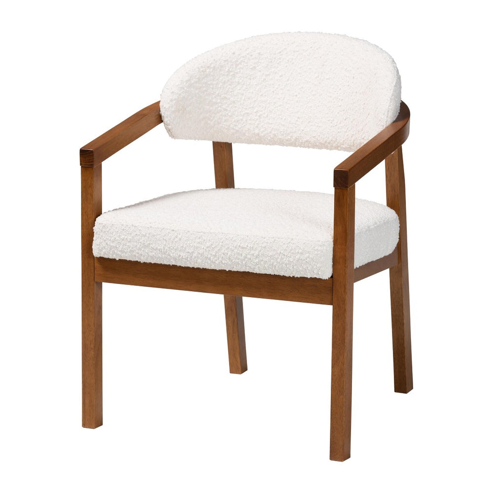 Baxton Studio Baxton Studio Biana Boucle Dining Chair - Japandi-Inspired Cream Accent Chair for Modern Elegance BBT5541-Cream/Walnut-DC