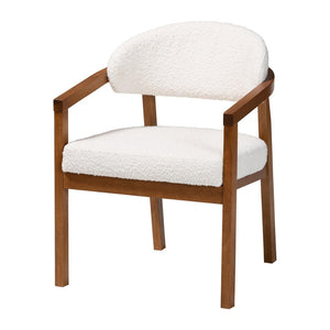 Baxton Studio Baxton Studio Biana Boucle Dining Chair - Japandi-Inspired Cream Accent Chair for Modern Elegance BBT5541-Cream/Walnut-DC