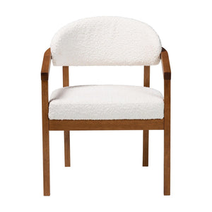 Baxton Studio Baxton Studio Biana Boucle Dining Chair - Japandi-Inspired Cream Accent Chair for Modern Elegance BBT5541-Cream/Walnut-DC