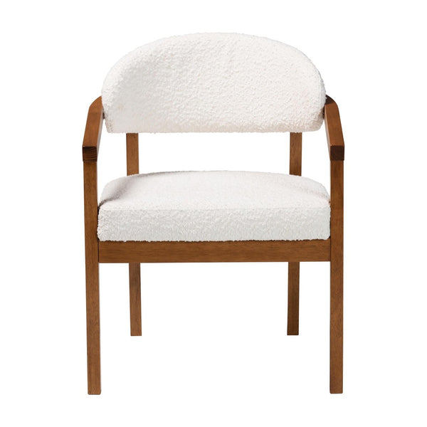 Baxton Studio Baxton Studio Biana Boucle Dining Chair - Japandi-Inspired Cream Accent Chair for Modern Elegance BBT5541-Cream/Walnut-DC