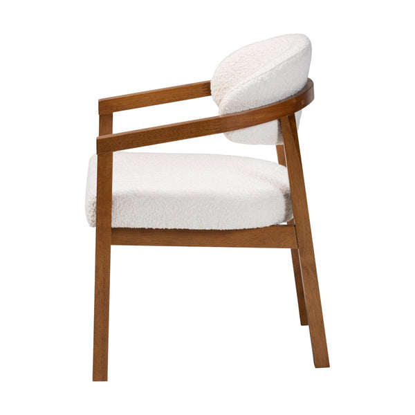 Baxton Studio Baxton Studio Biana Boucle Dining Chair - Japandi-Inspired Cream Accent Chair for Modern Elegance BBT5541-Cream/Walnut-DC