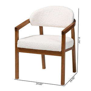 Baxton Studio Baxton Studio Biana Boucle Dining Chair - Japandi-Inspired Cream Accent Chair for Modern Elegance BBT5541-Cream/Walnut-DC