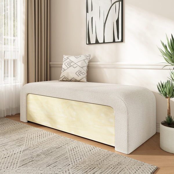 English Elm Christopher Knight Home® - Upholstered Ottoman With Storage Drawer - Chic Boucle Fabric, Solid Wood, Versatile Seating Solution N757P303234W