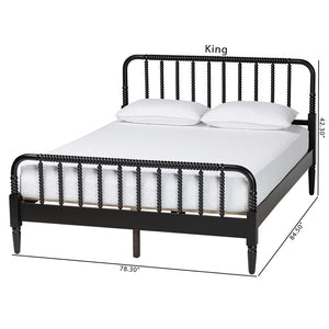 Baxton Studio Baxton Studio Braith Farmhouse Spindle Platform Bed – Timeless Charm, Sturdy Design for Any Bedroom Black Queen SW8620-Black-Queen