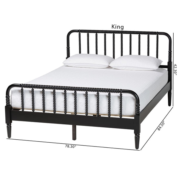 Baxton Studio Baxton Studio Braith Farmhouse Spindle Platform Bed – Timeless Charm, Sturdy Design for Any Bedroom Black Queen SW8620-Black-Queen