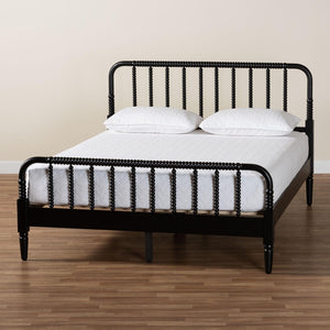 Baxton Studio Baxton Studio Braith Farmhouse Spindle Platform Bed – Timeless Charm, Sturdy Design for Any Bedroom Black Queen SW8620-Black-Queen