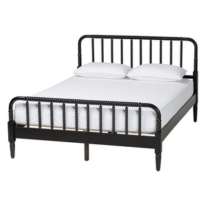 Baxton Studio Baxton Studio Braith Farmhouse 4-Piece Bedroom Set with Spindle Design and Functional Storage Solutions Black Queen Melisa-Black-4PC Queen Bedroom Set