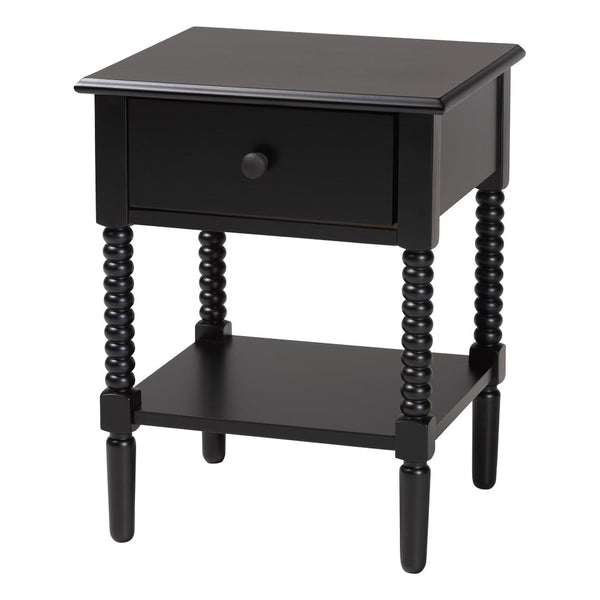 Baxton Studio Baxton Studio Braith Farmhouse 4-Piece Bedroom Set with Spindle Design and Functional Storage Solutions Black Queen Melisa-Black-4PC Queen Bedroom Set