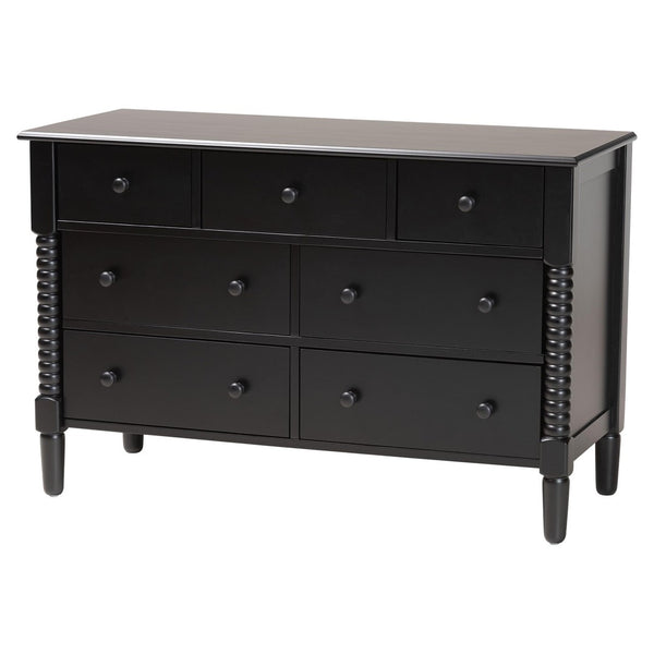 Baxton Studio Baxton Studio Braith Farmhouse Queen 4-Piece Bedroom Set with Timeless Spindle Detailing & Storage Black King SW8620-Black-4PC King Bedroom Set