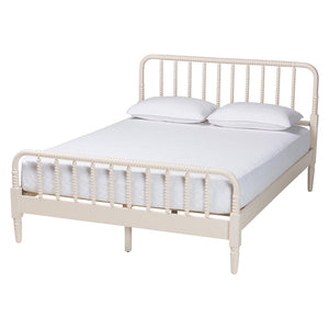 Baxton Studio Baxton Studio Braith King Size Platform Bed - Farmhouse Ivory Spindle Design with Sturdy Support SW8620-Ivory-King