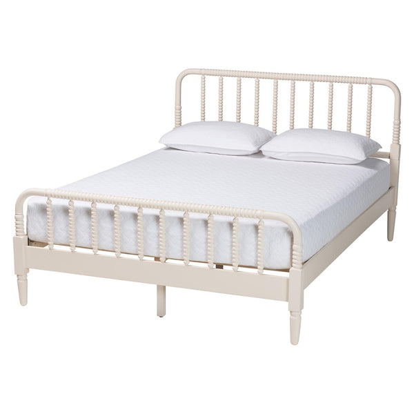 Baxton Studio Baxton Studio Braith King Size Platform Bed - Farmhouse Ivory Spindle Design with Sturdy Support SW8620-Ivory-King
