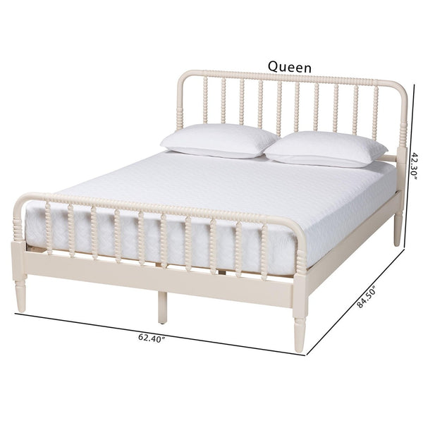 Baxton Studio Baxton Studio Braith King Size Platform Bed - Farmhouse Ivory Spindle Design with Sturdy Support SW8620-Ivory-King