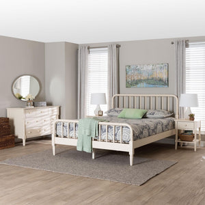 Baxton Studio Baxton Studio Braith Farmhouse 4-Piece Bedroom Set with Spindle Design and Functional Storage Solutions Ivory Queen Melisa-Ivory-4PC Queen Bedroom Set