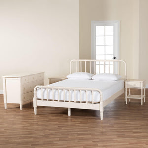 Baxton Studio Baxton Studio Braith Farmhouse 4-Piece Bedroom Set with Spindle Design and Functional Storage Solutions Ivory Queen Melisa-Ivory-4PC Queen Bedroom Set