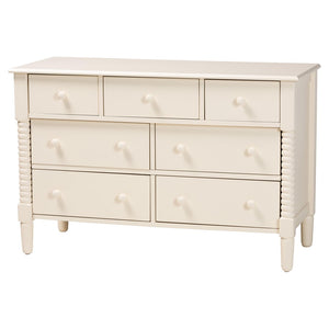 Baxton Studio Baxton Studio Braith Farmhouse 4-Piece Bedroom Set with Spindle Design and Functional Storage Solutions Ivory Queen Melisa-Ivory-4PC Queen Bedroom Set