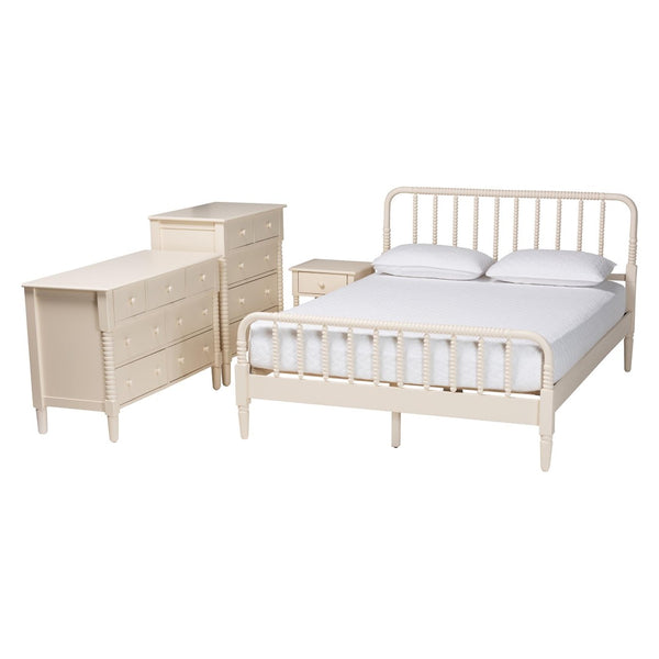 Baxton Studio Baxton Studio Braith Farmhouse Ivory King Bedroom Set - 4-Piece Rustic Charm & Durability Included SW8620-Ivory-4PC King Bedroom Set