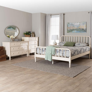 Baxton Studio Baxton Studio Braith Farmhouse Queen 4-Piece Bedroom Set with Timeless Spindle Detailing & Storage Ivory Queen SW8620-Ivory-4PC Queen Bedroom Set