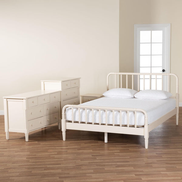 Baxton Studio Baxton Studio Braith Farmhouse Ivory King Bedroom Set - 4-Piece Rustic Charm & Durability Included SW8620-Ivory-4PC King Bedroom Set