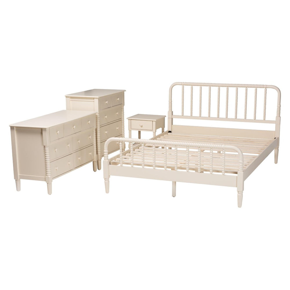 Baxton Studio Baxton Studio Braith Farmhouse Ivory King Bedroom Set - 4-Piece Rustic Charm & Durability Included SW8620-Ivory-4PC King Bedroom Set