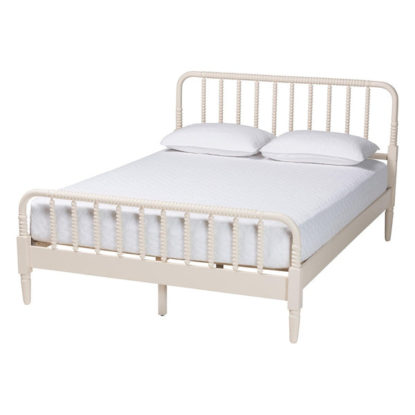 Baxton Studio Baxton Studio Braith Farmhouse Queen 4-Piece Bedroom Set with Timeless Spindle Detailing & Storage Ivory Queen SW8620-Ivory-4PC Queen Bedroom Set