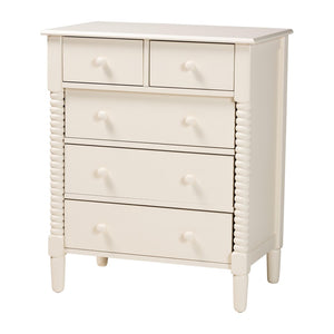 Baxton Studio Baxton Studio Braith Farmhouse Queen 4-Piece Bedroom Set with Timeless Spindle Detailing & Storage Ivory Queen SW8620-Ivory-4PC Queen Bedroom Set
