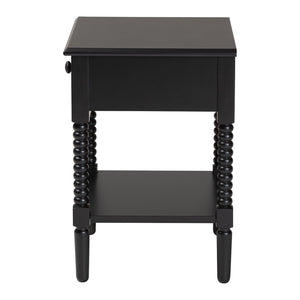 Baxton Studio Baxton Studio Braith Farmhouse Spindle Leg Nightstand with Drawer and Open Shelf for Storage Black SW8000-88NS-Black-NS