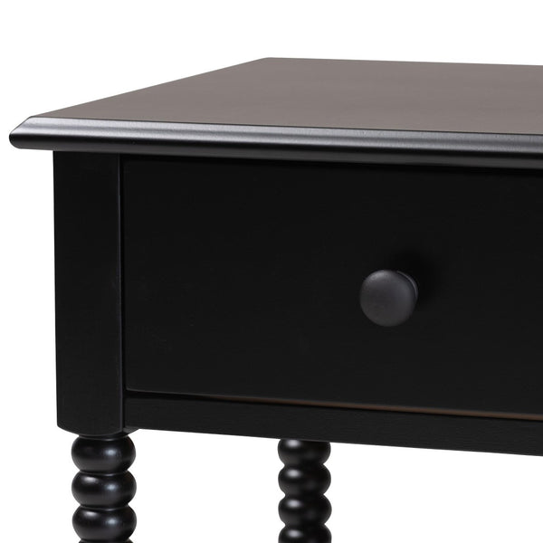 Baxton Studio Baxton Studio Braith Farmhouse Spindle Leg Nightstand with Drawer and Open Shelf for Storage Black SW8000-88NS-Black-NS