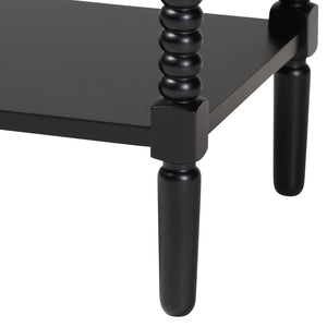 Baxton Studio Baxton Studio Braith Farmhouse Spindle Leg Nightstand with Drawer and Open Shelf for Storage Black SW8000-88NS-Black-NS