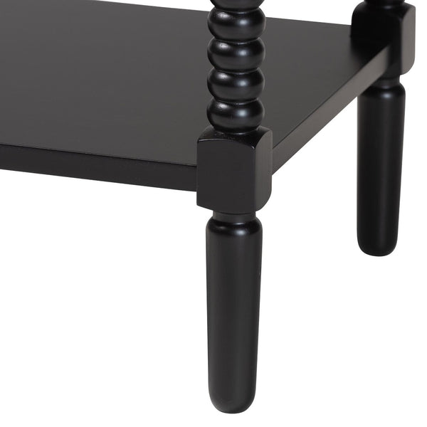 Baxton Studio Baxton Studio Braith Farmhouse Spindle Leg Nightstand with Drawer and Open Shelf for Storage Black SW8000-88NS-Black-NS