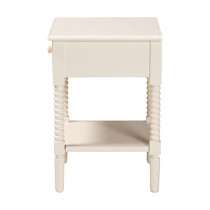 Baxton Studio Baxton Studio Braith Farmhouse Spindle Leg Nightstand with Drawer and Open Shelf for Storage Ivory SW8000-88NS-Ivory-NS