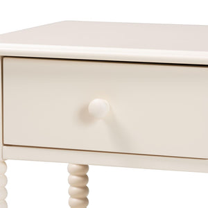 Baxton Studio Baxton Studio Braith Farmhouse Spindle Leg Nightstand with Drawer and Open Shelf for Storage Ivory SW8000-88NS-Ivory-NS