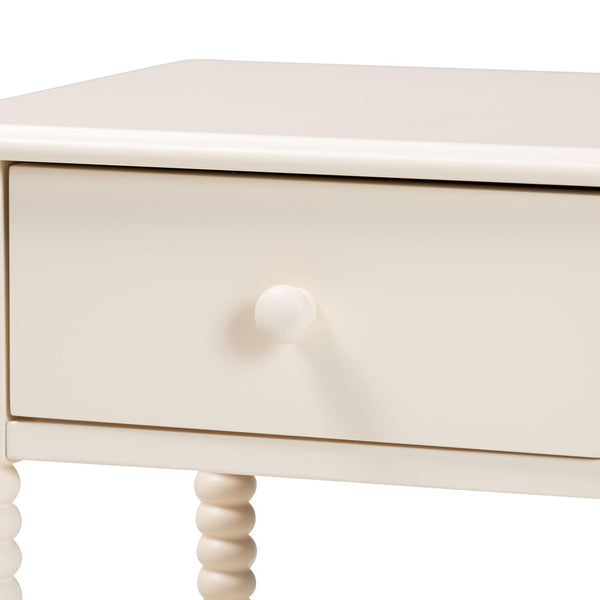 Baxton Studio Baxton Studio Braith Farmhouse Spindle Leg Nightstand with Drawer and Open Shelf for Storage Ivory SW8000-88NS-Ivory-NS