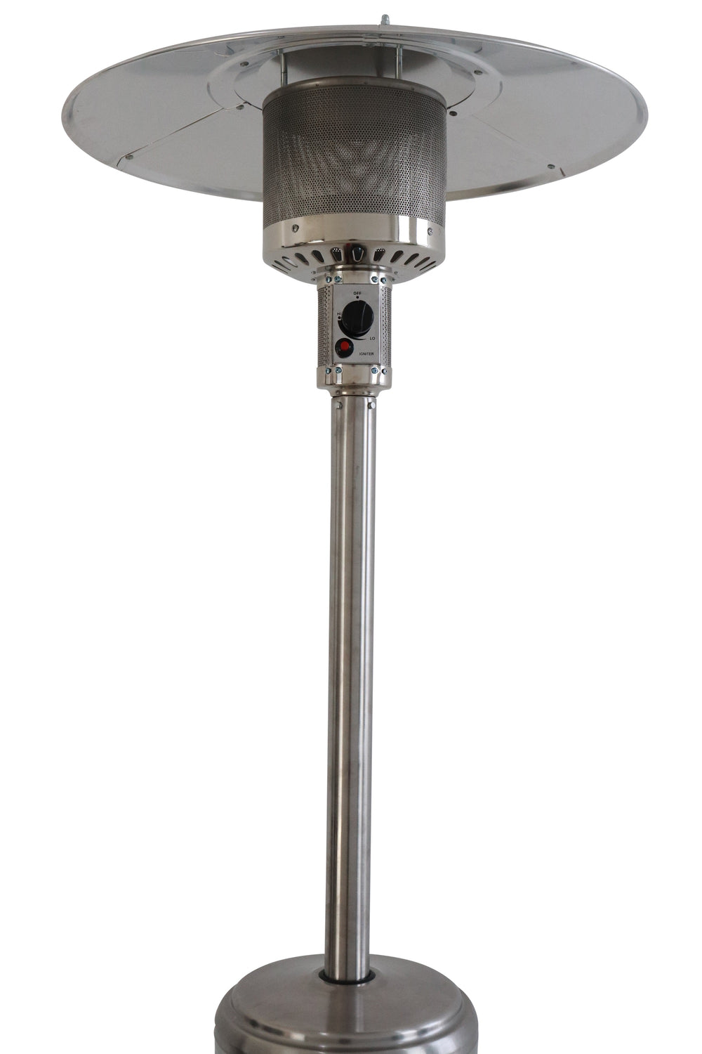 English Elm 46,000 BTU Standing Patio Heater Steel Gray – 14ft Radius, 200 sqft Heat, Quiet, Tip-Off Safety, Wheels B120P218102
