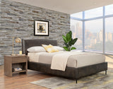 IDEAZ 1420APB Gray Full Size Bed with Faux Leather Platform Gray 1420APB