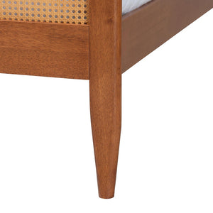 Baxton Studio Baxton Studio Walthard Mid-Century Platform Bed with Woven Rattan, Stylish Design & Durable Build King SW8632-Light Walnut/Rattan-King