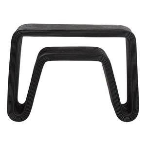 Baxton Studio bali Abebi Black Rattan Console Table – Boho Coastal Accent with Waterfall Design for Modern Spaces Abebi-Black Rattan-Console Table