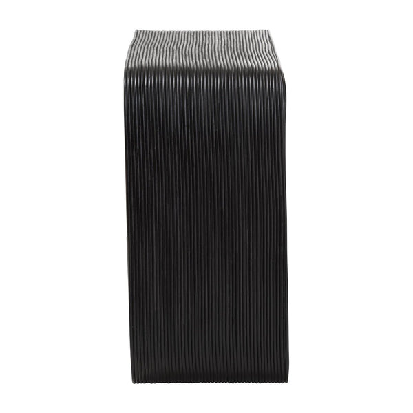 Baxton Studio bali Abebi Black Rattan Console Table – Boho Coastal Accent with Waterfall Design for Modern Spaces Abebi-Black Rattan-Console Table