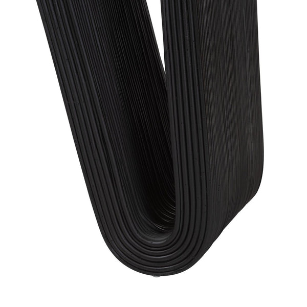 Baxton Studio bali Abebi Black Rattan Console Table – Boho Coastal Accent with Waterfall Design for Modern Spaces Abebi-Black Rattan-Console Table