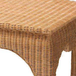 Baxton Studio bali Abena Handwoven Rattan Console Table - Elegant Ming Style Accent Table for Living Spaces Abena-Light Honey Wicker/Rattan-Console Table