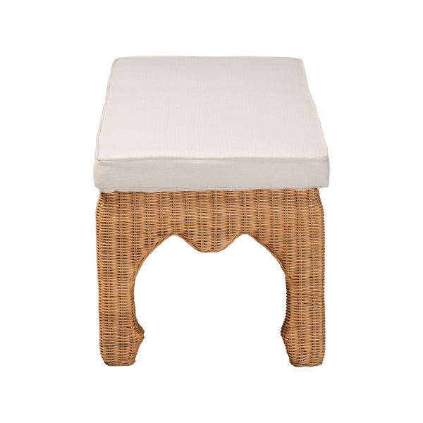 Baxton Studio bali Abena Ming Rattan Bench with Cushion - Handcrafted Boho Chic Accent for Entryway & Bedroom Abena-Light Honey Wicker/Rattan-Bench